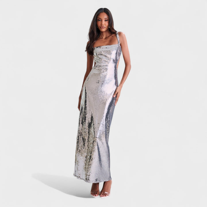 Belucia™ | Vestido de gala Plateado Brillante