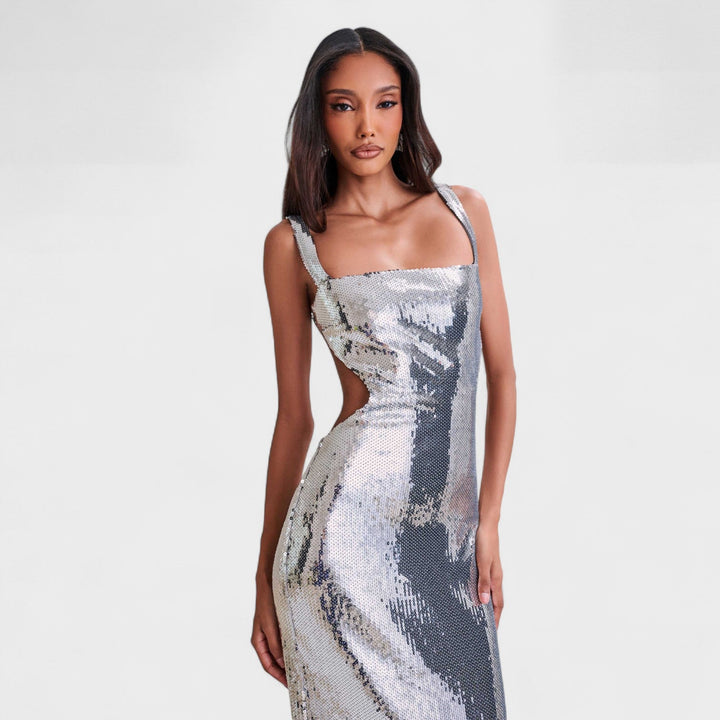 Belucia™ | Vestido de gala Plateado Brillante