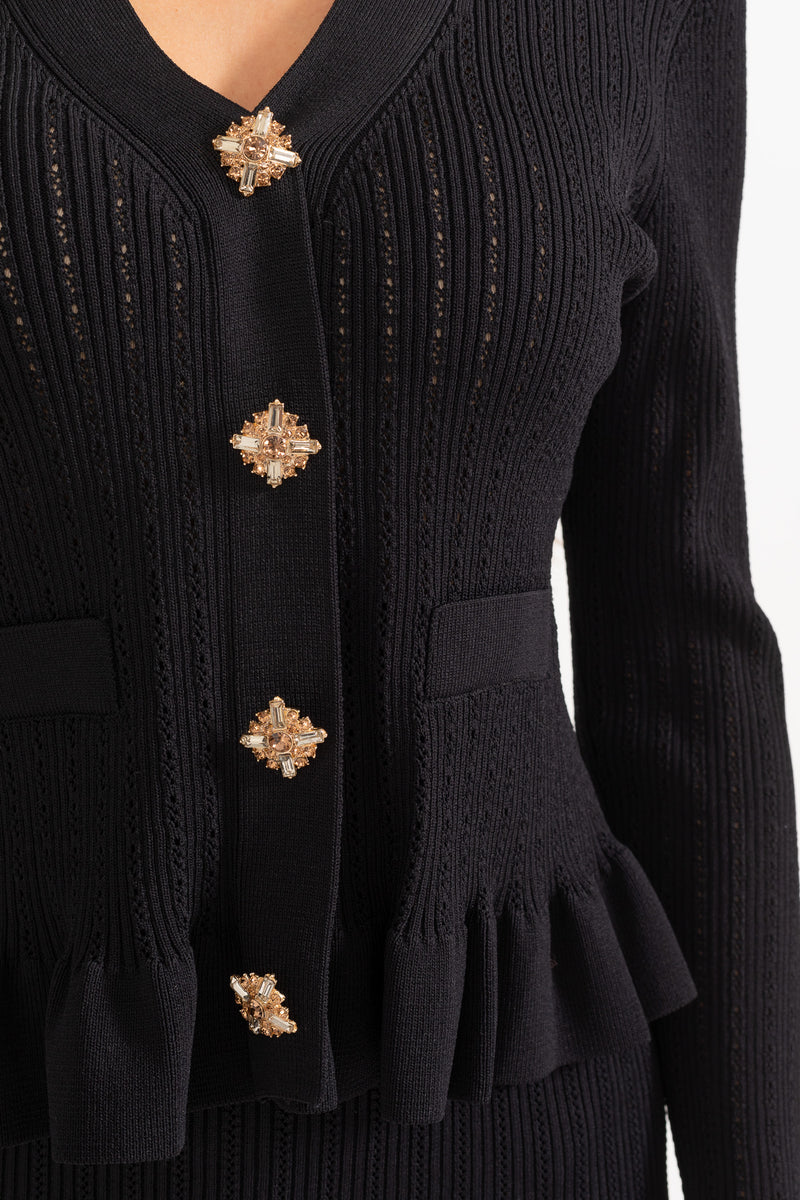 Belucia™ | Conjunto de Vestido Midi de Punto Refinado y Top con Botones