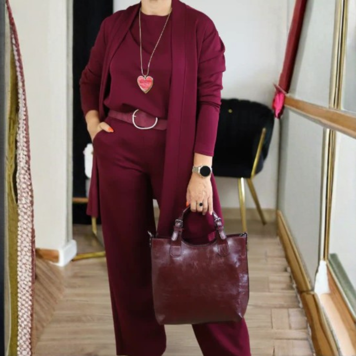 Gabriela | Conjunto de 3 Piezas con Cárdigan Largo