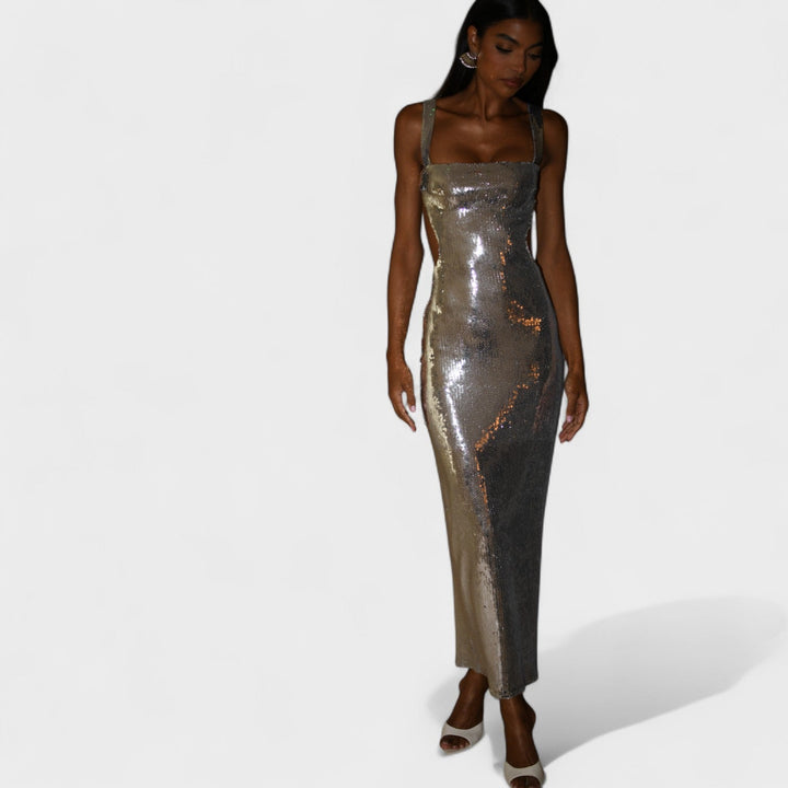 Belucia™ | Vestido de gala Plateado Brillante