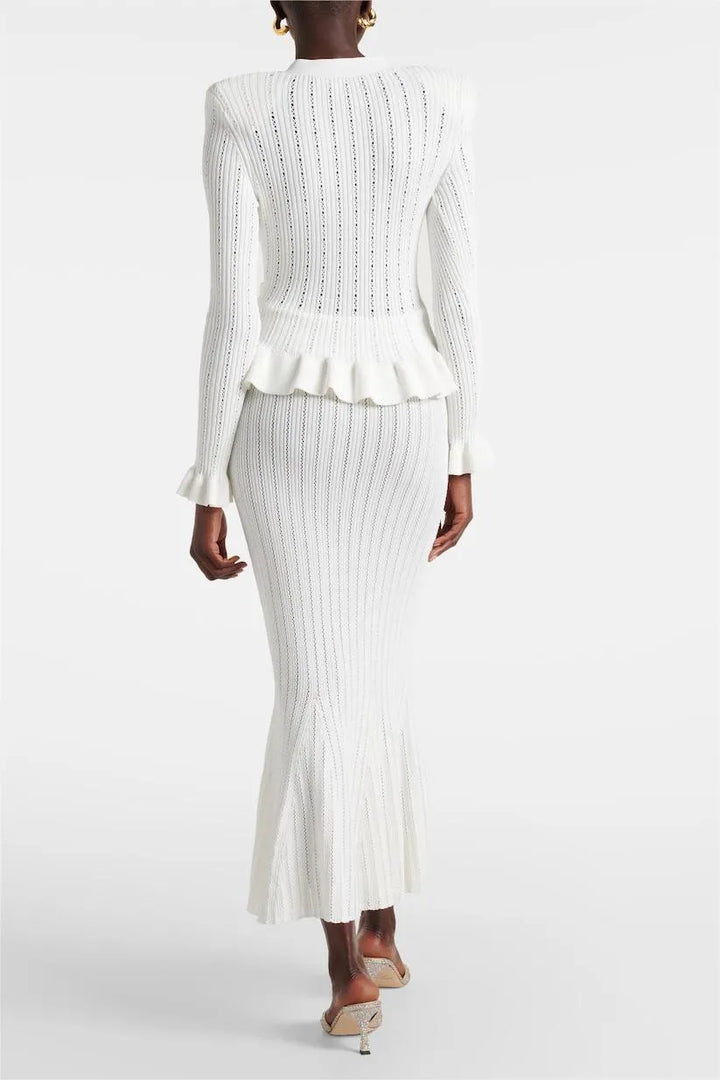 Belucia™ | Conjunto de Vestido Midi de Punto Refinado y Top con Botones