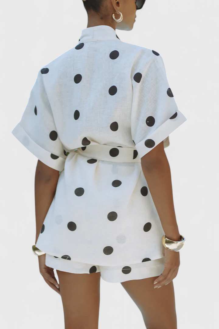 Belucia™ | Conjunto de Kimono con Nudo y Shorts con Lunares