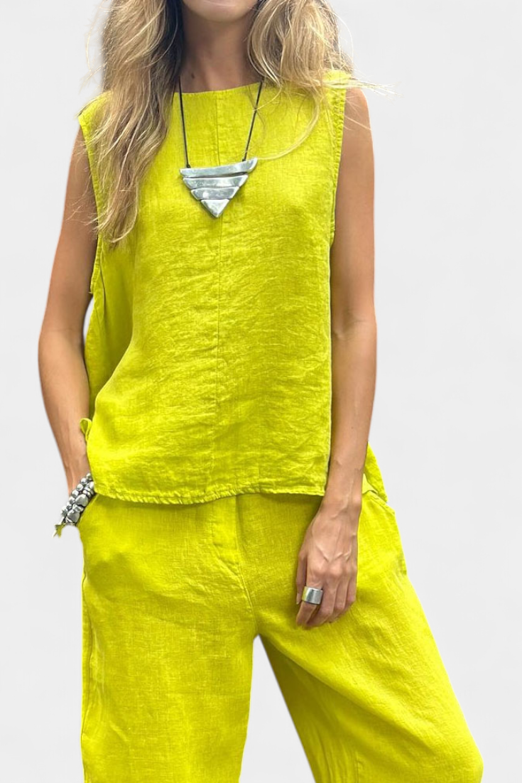 Belucia™ | Conjunto de Chaleco y Pantalón Sin Mangas en Algodón Lino