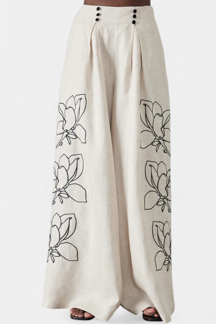 Belucia™ | Conjunto Floral de Pantalón Ancho y Manga Globo