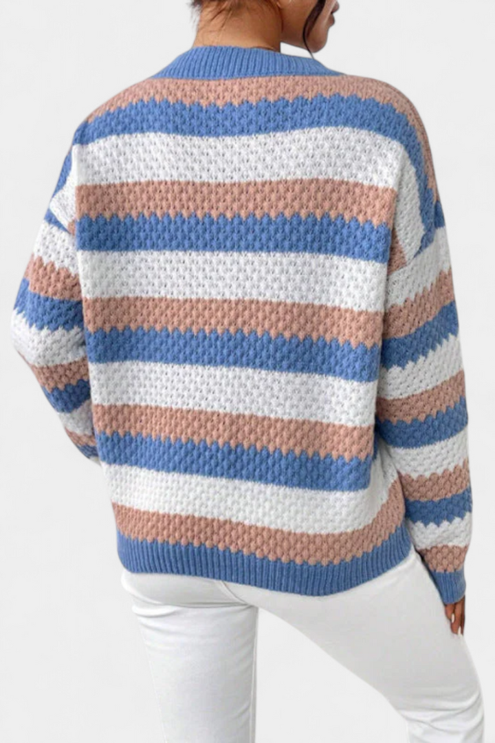 Belucia™ | Jersey Oversized de Cuello Redondo a Rayas